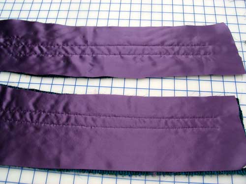 Quilting the pattern pieces.