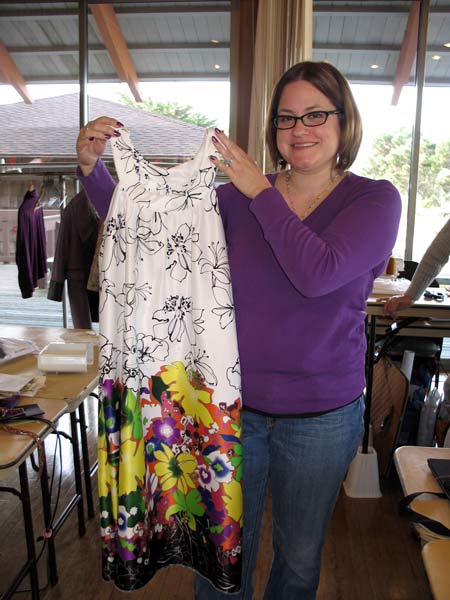 Carrie sews her daughter a dress