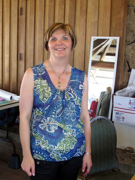 Barb's blue tee shirt