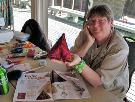 Diana sews a gift box